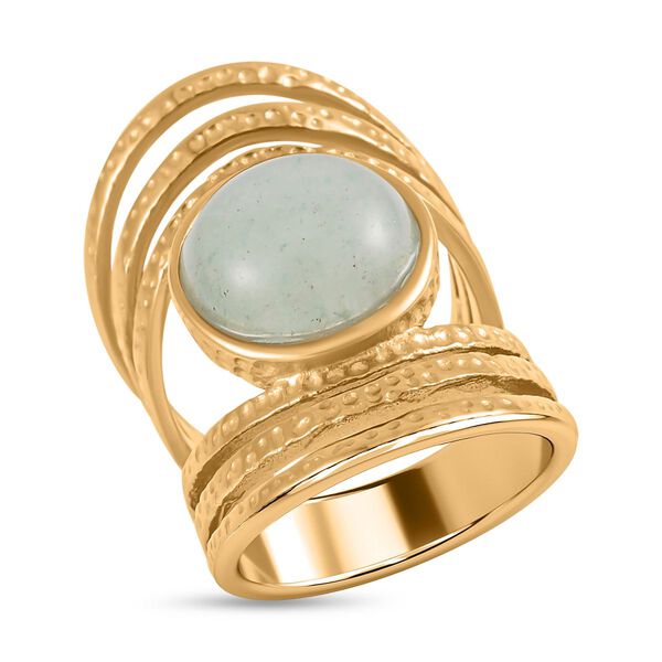 Grüner Aventurin Ring Reiner Edelstahl, goldfarben, (Größe 16.00) ca. 5.00 ct image number 4