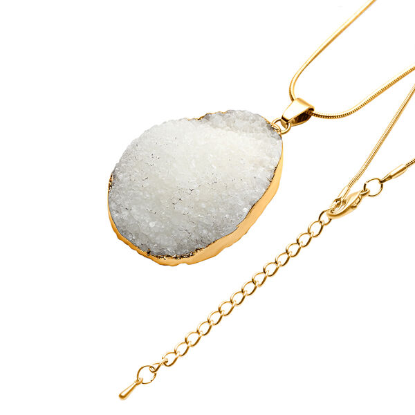 Weißer Kristall-Drusen-Quarz-Anhänger mit Kette 50 cm - 123,50 ct. image number 3