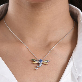 GP - Kyanit, Himmelblauer Topas Halskette ca. 45 cm 925 Silber Rhodiniert und 750 Gelbgold Vermeil ca. 0,78 ct.