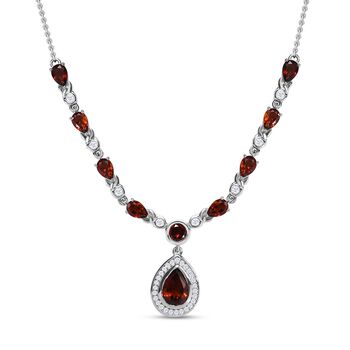 Kirsch Citrin Collier, ca. 45 cm, 925 Silber Platiniert, ca. 5.81 ct