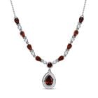 Kirsch Citrin Collier, ca. 45 cm, 925 Silber Platiniert, ca. 5.81 ct