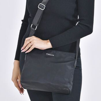 Sencillez - Crossbody Handtasche mit Schultergurt, Schwarz