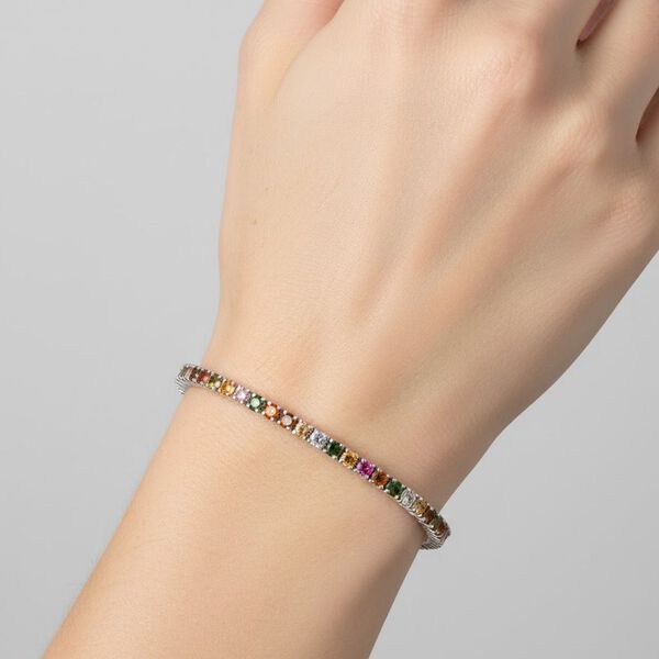 D'Joy AA Mehrfarbig-Turmalin Armband ca. 20 cm 925 Silber rhodiniert ca. 6,48 ct image number 2