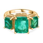 Smaragd-Quarz Triplette Ring 925 Silber 750 Gelbgold Vermeil (Größe 19.00) ca. 6,05 ct