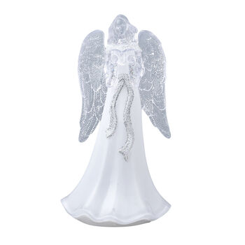 Schutzengel mit Buch und warmer LED Beleuchtung, 3xAA Batterie (nicht inkl.) Gr&ouml;&szlig;e 16x18x39 cm, Wei&szlig;