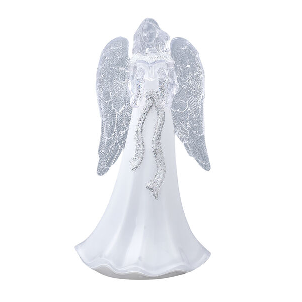 Schutzengel mit Buch und warmer LED Beleuchtung, 3xAA Batterie (nicht inkl.) Gr&ouml;&szlig;e 16x18x39 cm, Wei&szlig; image number 0