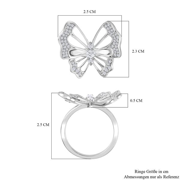 GP Italian Garden Kollektion- Wei&szlig;er Diamant und blauer Saphir-Ring, 925 Silber rhodiniert - 0,51 ct, image number 7