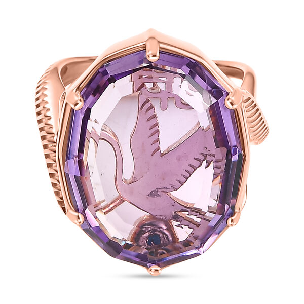 GP - AA Rose De France Amethyst, Kanchanaburi Blauer Saphir Ring 925 Silber 750 Ros&eacute;gold vermeil (Gr&ouml;&szlig;e 17.00) ca. 17,36 ct
