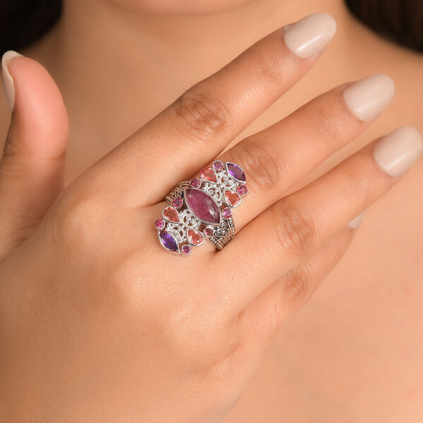 Sajen Silber-Quarz Dublett Himmlischer Rubin, Regenbogen mystischen Quarz Ring 925 Silber rhodiniert (Gr&ouml;&szlig;e 20.00) ca. 4.70 ct image number 2