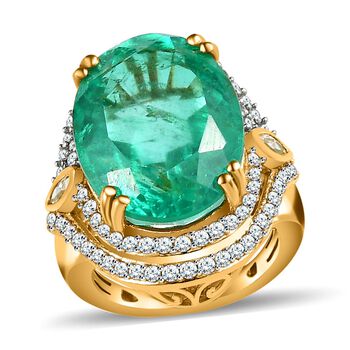 Smaragd Triplett Quarz und Zirkon Ring - 20,84 ct.