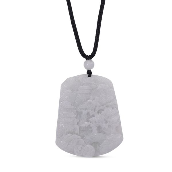 EXTREM SELTEN Natürliche Weiße Jade Anhänger mit Kette 50 cm ca. 155.00 ct image number 0