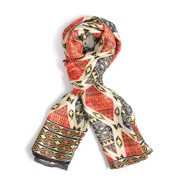 100% nat&uuml;rlicher Satin Seiden Schal, Rhombus Muster, Rot image number 4