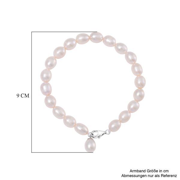 Weiße Süßwasserperlen Armband, 20 cm image number 6