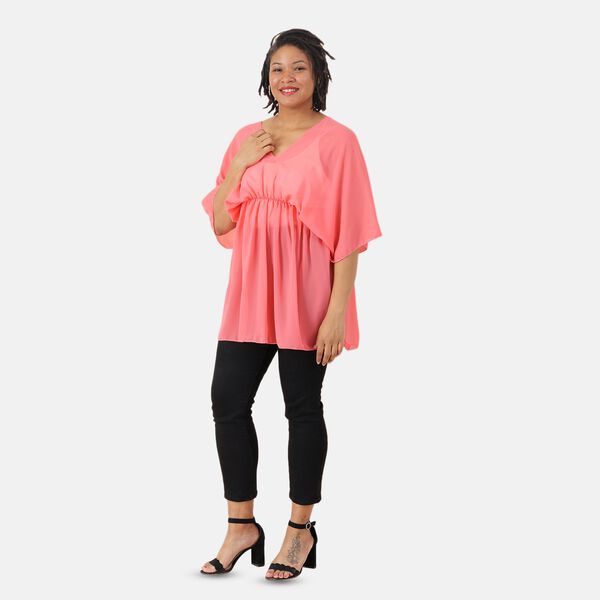 V-Ausschnitt Chiffon Top, Rosa image number 3