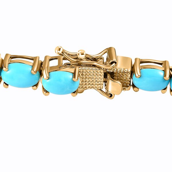Amerikanisches natürliches Sleeping Beauty Türkis Armband, ca. 19 cm 925 Silber vergoldet ca. 17.55 ct image number 4