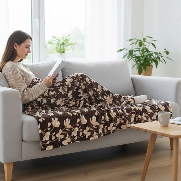 LIVMORE Flanell Decke, 150 x 225 cm, Bordeaux Wei&szlig; image number 1