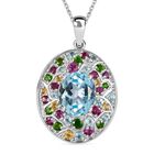 Himmelblauer Topas, Apatit Schmuckset 925 Silber rhodiniert ca. 76,34 ct.