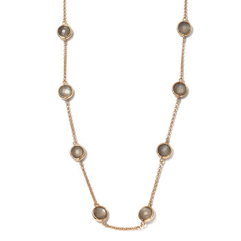 Grauer Mondstein Halskette 45 cm 925 Silber vergoldet ca. 20,07 ct