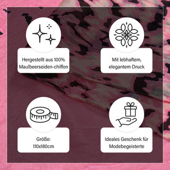 LA MAREY - 100% Maulbeeren-Seidenschal, Chiffon, 110x180cm, Rosa-blau