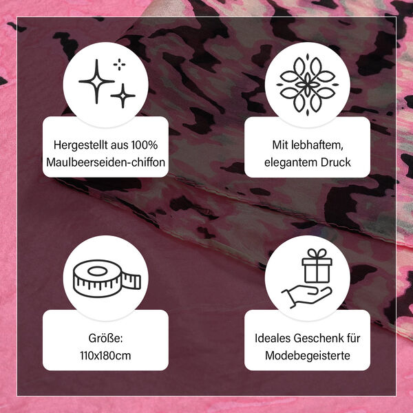 LA MAREY - 100% Maulbeeren-Seidenschal, Chiffon, 110x180cm, Rosa-blau image number 4