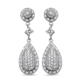 LUSTRO STELLA - Wei&szlig;e Zirkonia-Ohrringe, 925 Silber rhodiniert