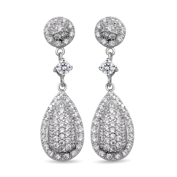 LUSTRO STELLA - Wei&szlig;e Zirkonia-Ohrringe, 925 Silber rhodiniert