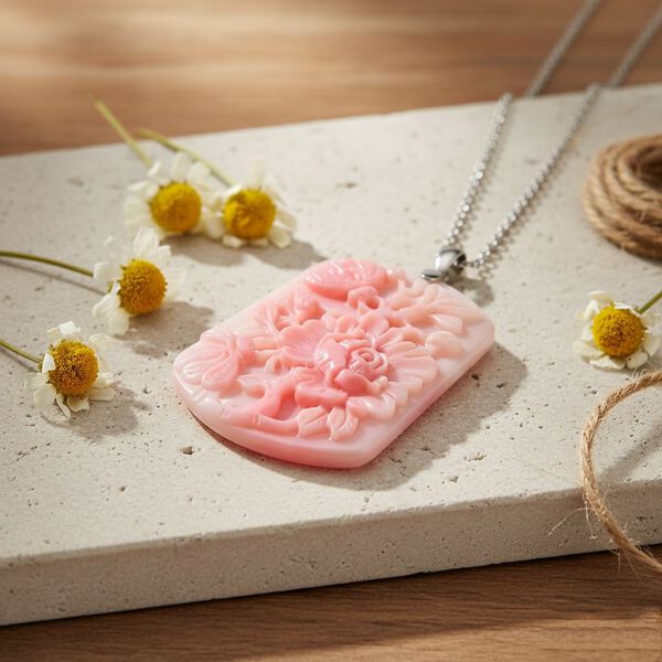 D'Joy Natürlicher Rosa Königsmuschel Perle Schmuckset ca. 50 cm 925 Silber rhodiniert ca. 0,00 ct. image number 1