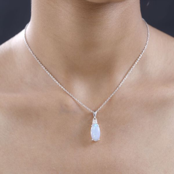 AAA Nat&uuml;rlicher, &auml;thiopischer Welo Opal, Moissanit Anh&auml;nger mit Kette, 925 Silber Platin, 925 Silber rhodiniert ca. 2.87 ct image number 8