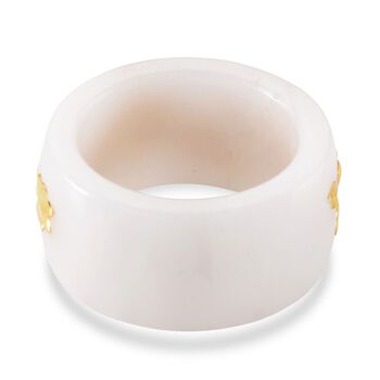 EXTREM SELTEN Nat&uuml;rliche Wei&szlig;e Jade Drachen Ring 999er Gold (Gr&ouml;&szlig;e 21.00) ca. 45.00 ct