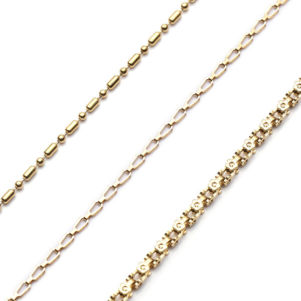 3er-Set Halskette ca. 50 cm Edelstahl vergoldet image number 3