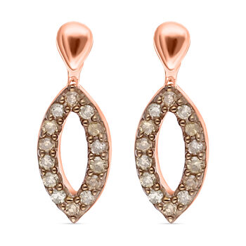 Nat&uuml;rliche Champagner Diamant Ohrringe, 925 Silber Ros&eacute;gold Vermeil ca. 0.15 ct