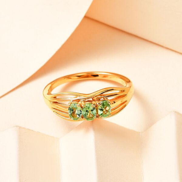 Nat&uuml;rlicher Merelani Mint-Granat Ring, 925 Silber vergoldet (Gr&ouml;&szlig;e 17.00) ca. 0.57 ct image number 2