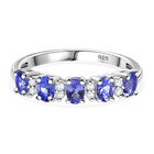 Tansanit, Weißer Zirkon Ring 925 Silber platiniert (Größe 20.00) ca. 0.89 ct