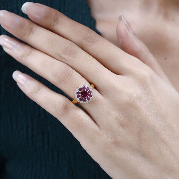 Rhodolith Granat Ring, 925 Silber Gelbgold Vermeil (Gr&ouml;&szlig;e 21.00) ca. 2.22 ct image number 3