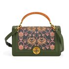 "Brand:La Marey Signature Brocade with Genuine Leather crossbody bag  Color:green Size:23*10*13.5cm Meterial: Wall-Silk/Genuine Leather; Lining-Polyester Exterior:lock-1 Interior: zipped-1,slid-2"