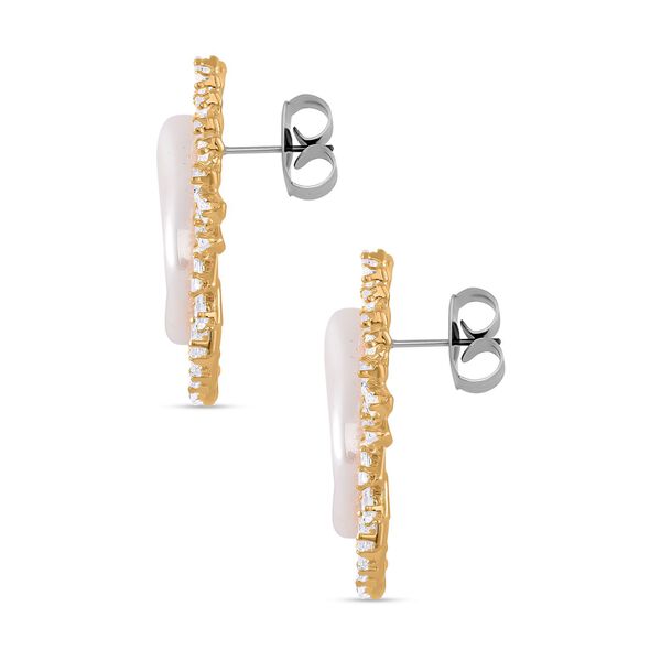 Edle Perlen-Ohrringe mit wei&szlig;en Kristallakzenten, goldfarben image number 2