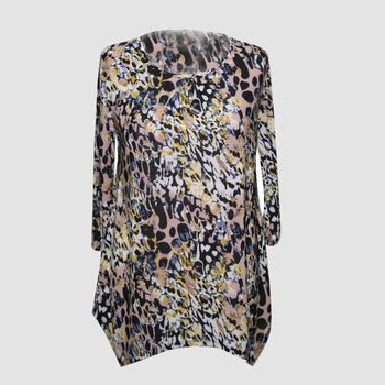 Bedrucktes Longline-Top f&uuml;r Damen, Schwarz und Mehrfarbig, Gr&ouml;&szlig;e M