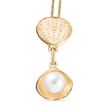 EverTrue S&uuml;&szlig;wasser Perle und Zirkon Anh&auml;nger mit 50cm Kette in Goldton