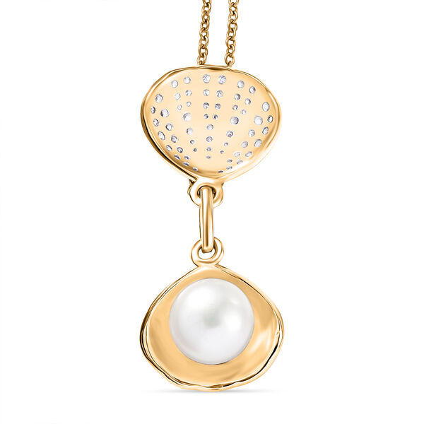 EverTrue S&uuml;&szlig;wasser Perle und Zirkon Anh&auml;nger mit 50cm Kette in Goldton image number 4