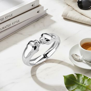 Statement-Armreif im Panther-Design in Silberton, 18cm