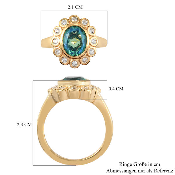 Pfau Triplett Quarz und Zirkon Ring 925 Silber vergoldet  ca. 2,46 ct image number 7