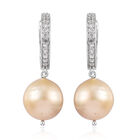 Goldener Südsee Perlen- und Zirkon-Ohrringe, 925 Silber platiniert ca. 1,00 ct