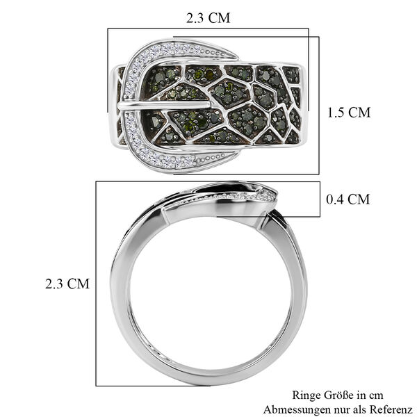D'Joy Gr&uuml;ner Diamant Ring 925 Silber Rhodiniert (Gr&ouml;&szlig;e 18.00) image number 6