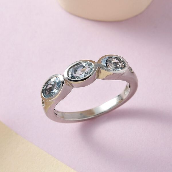 Espirito Santo Aquamarin Ring, 925 Silber platiniert, ca. 1.22 ct image number 2