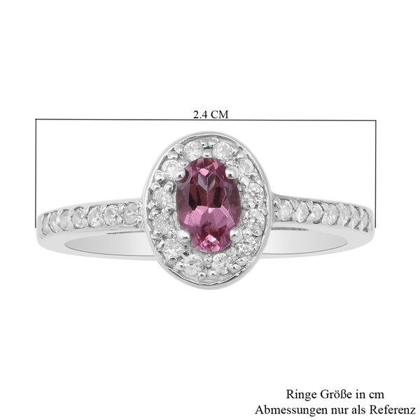 Rosa Turmalin und Zirkon Halo Ring 925 Silber Platin-&Uuml;berzug image number 5