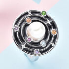 Japanische Akoya Perle und Orange Saphir Ring 925 Silber rhodiniert  ca. 0,21 ct image number 2