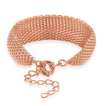 Cuff-Armband im Mesh-Design, Nickelfreies Messing, ca. 19 cm mit 5 cm extender, Ros&eacute;farben