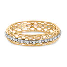 D'Joy Weißer Diamant Ring 925 Silber 750 Gelbgold Vermeil (Größe 17.00) ca. 0,15 ct