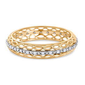 D'Joy Weißer Diamant Ring 925 Silber 750 Gelbgold Vermeil (Größe 17.00) ca. 0,15 ct