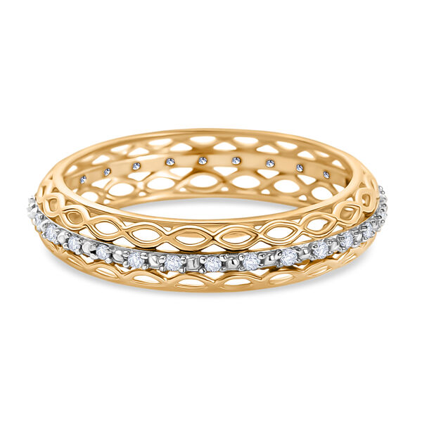 D'Joy Weißer Diamant Ring 925 Silber 750 Gelbgold Vermeil (Größe 17.00) ca. 0,15 ct image number 0